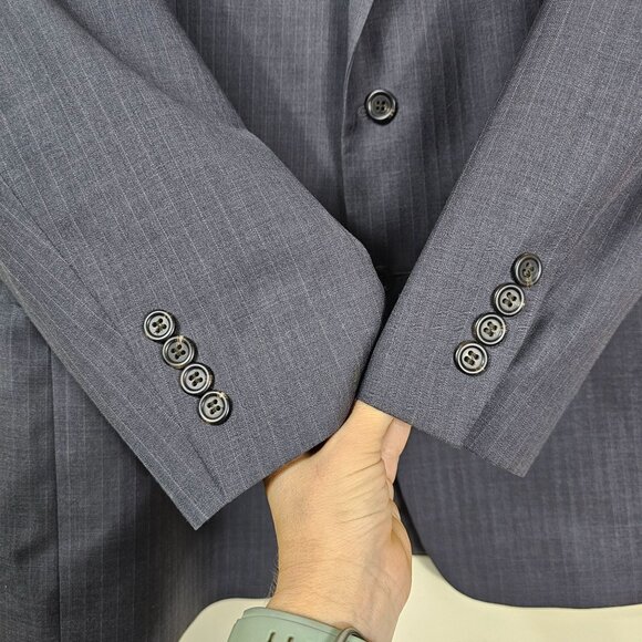 Lauren Ralph Lauren Mens Pinstripe Wool Blazer Jacket Sz 44L Gray Quiet Luxury - Picture 3 of 13